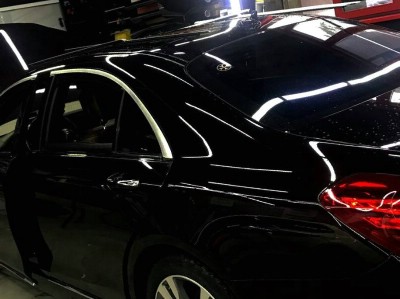 Антихром и бронь фар на автомобиле Mercedes Benz W222