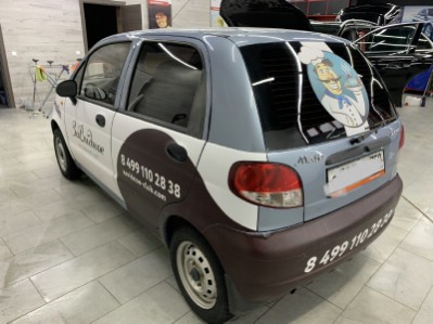 Тонирование задней полусферы остекления авто Daewoo Matiz