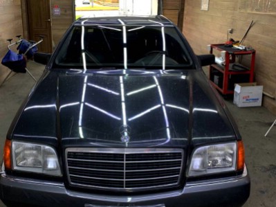 Переклейка лобового стекла с сохранением на автомобиле Mercedes S-class W140 1991-1998