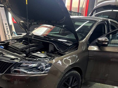 Тонирование 05% + тонирование передних стекол атермальной пленкой + защита оптики Skoda Rapid