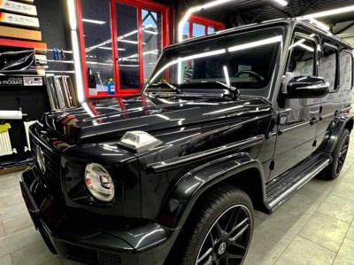 Защита зон риска лакокрасочного покрытия полиуретановой пленкой + защита лобового стекла пленкой ClearPlex Mercedes G-class